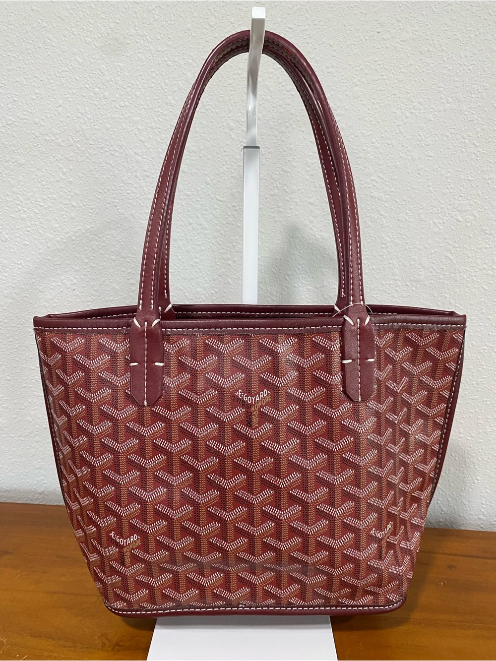 Red Patterned Tote Bag with Double Handles